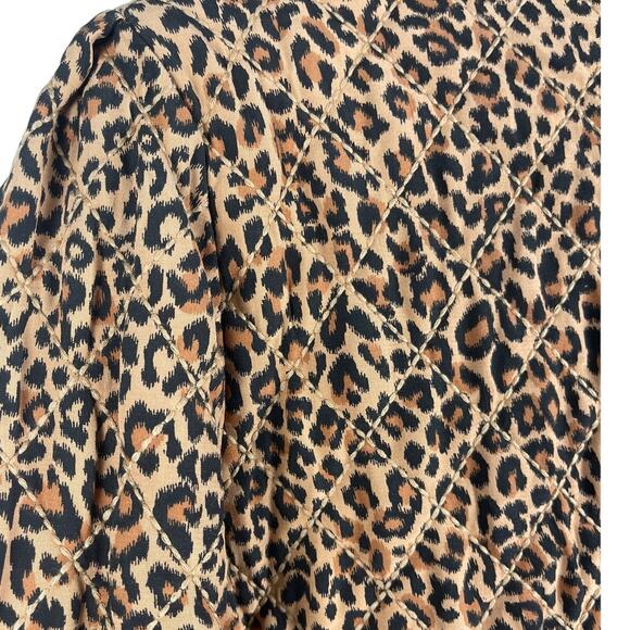 Something Navy Macaroon‎ Leopard Black Combo Reversible Quilted Coat Size Large - Picture 9 of 9